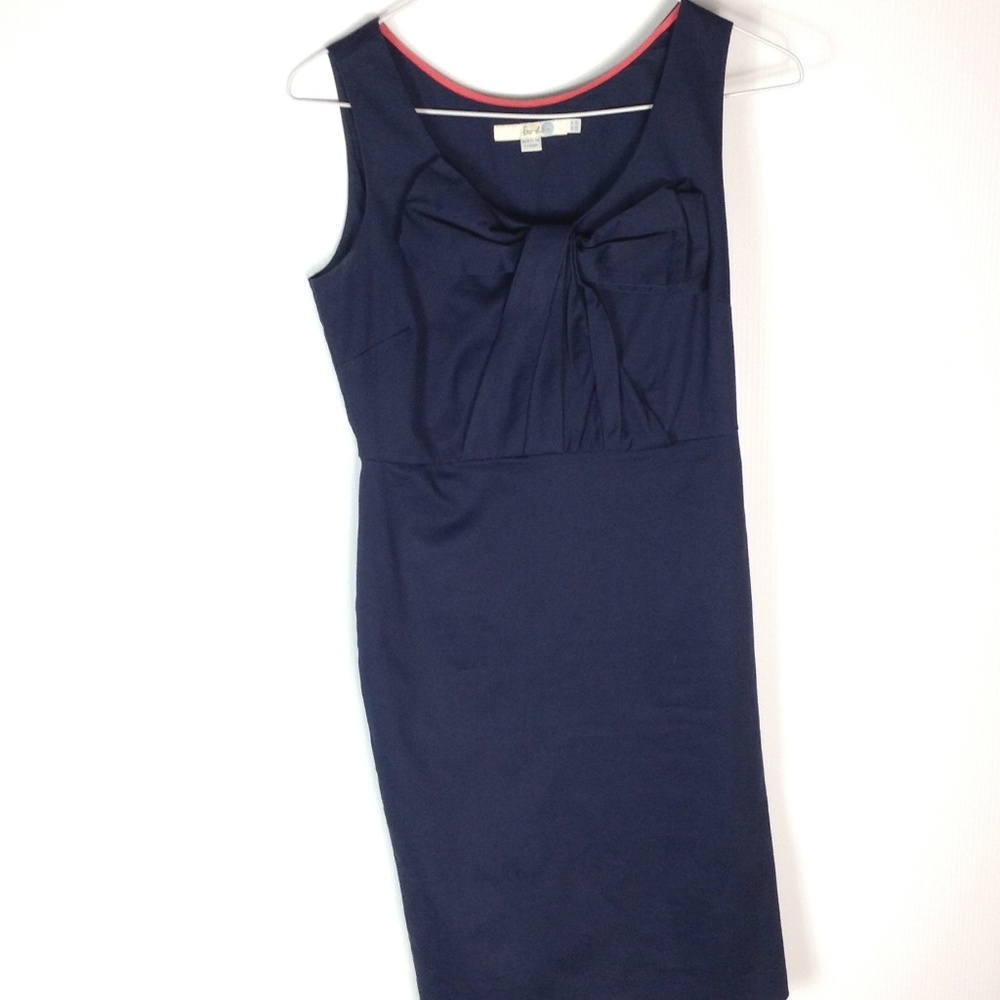 Boden bow sheath dress navy blue WH459